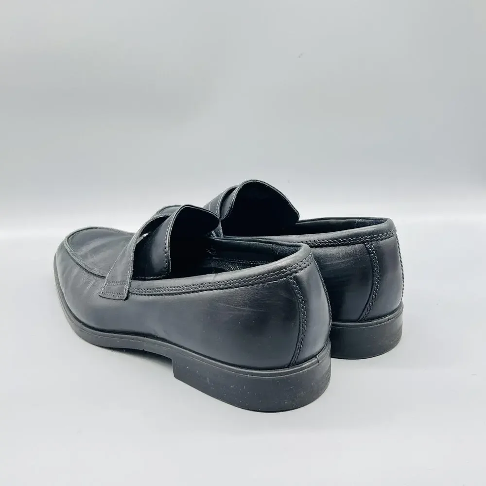ECCO Shoes Mens 10 Black Leather Classic Penny Loafers Slip On Dress Comfort